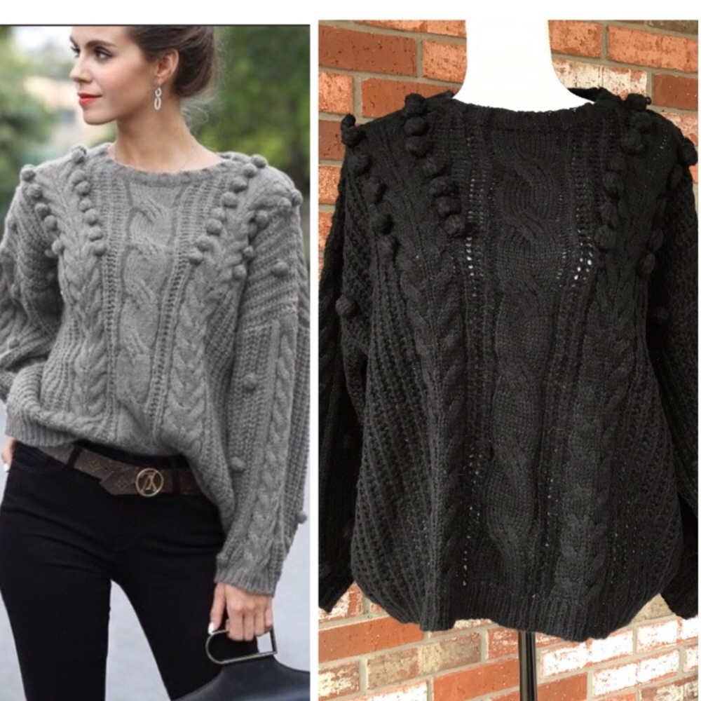 Pom Pom Sweater in Black